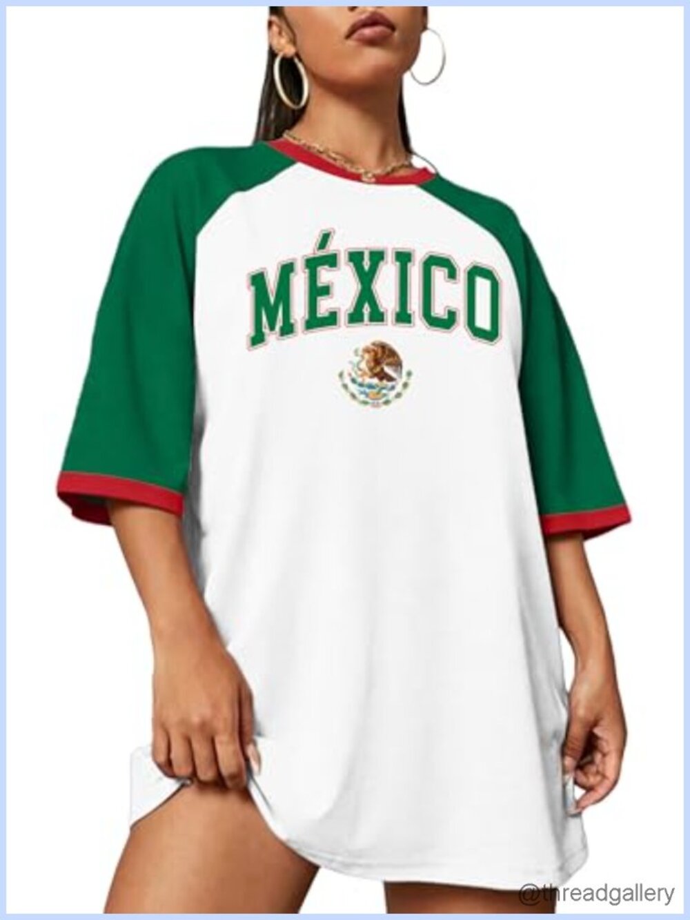 Oversized Mexico Graphic T-Shirt Cotton Blend Short Sleeve Tee